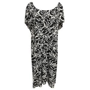 28W Merona Shore Sleeve Top Lined Long Dress Black & White